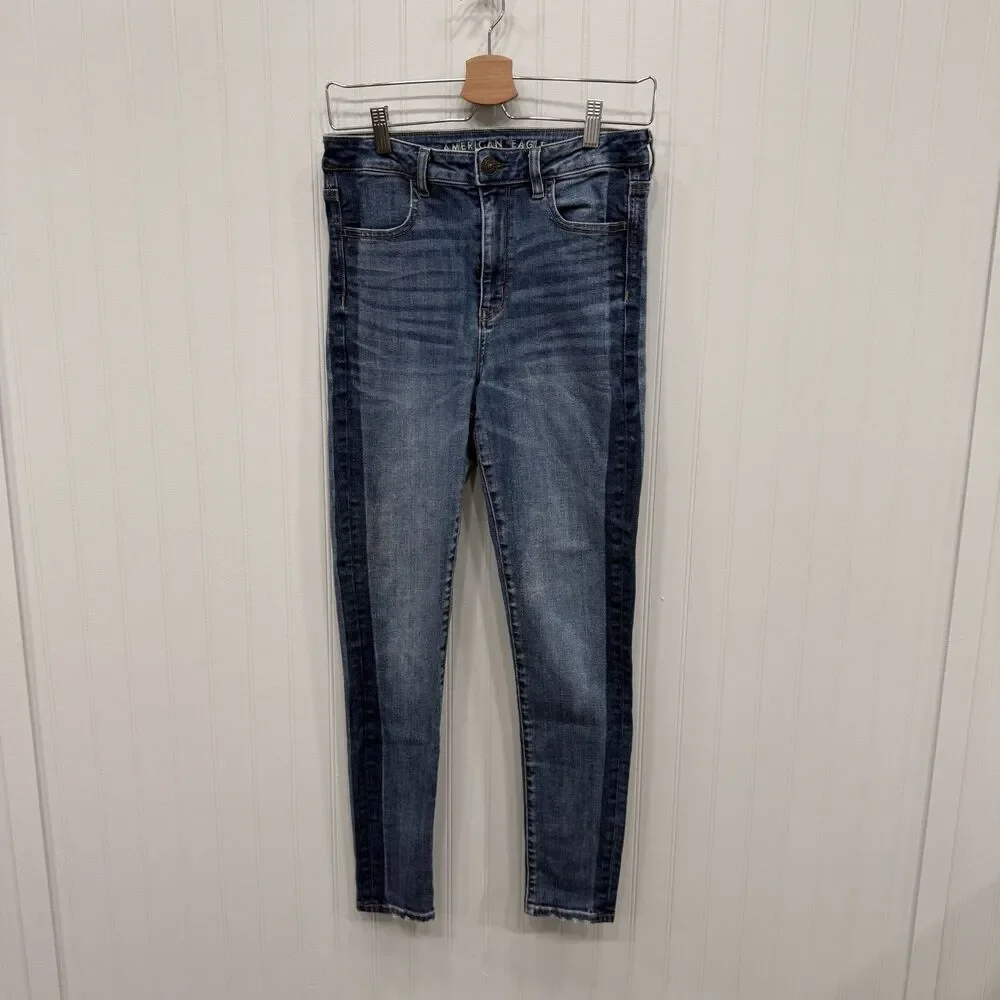 American Eagle Women's Size 8 Blue Super Stretch High-Rise Denim Skinny Jeans